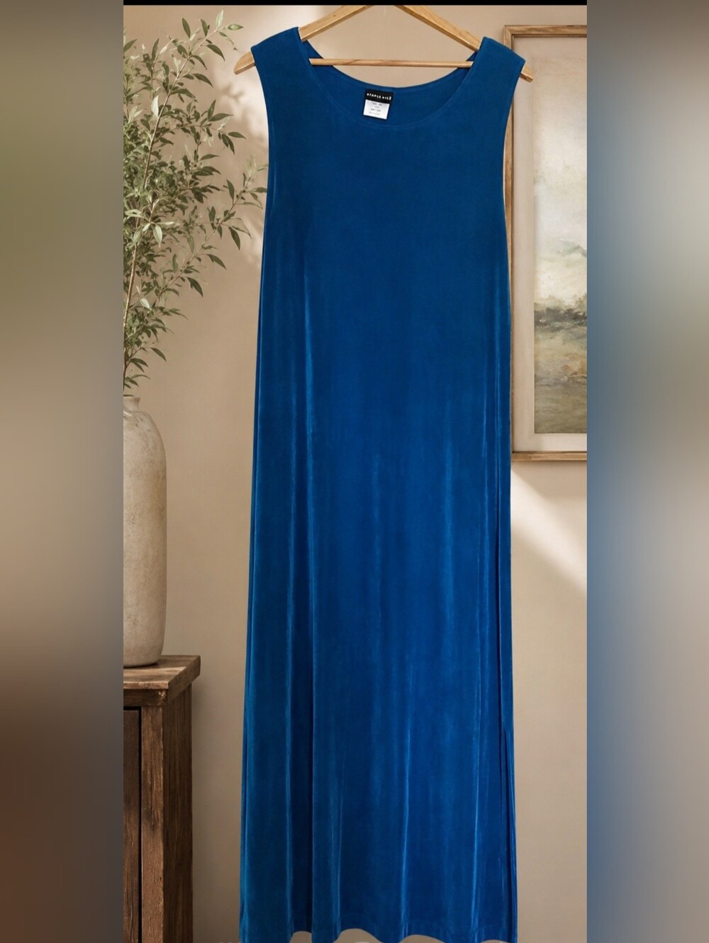 Vintage Citiknit Size M Blue Sleeveless Flowy Dress